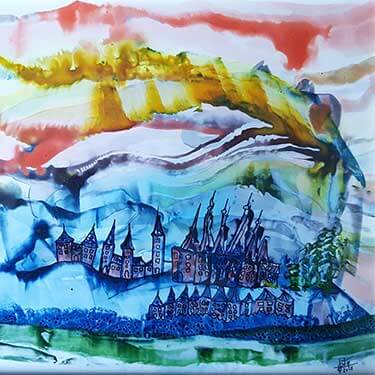 Mon village, encre de Patrick Letor à La Frette sur Seine 95