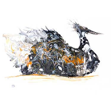 Le cygne, peinture fluide de Patrick Letor à La Frette sur Seine 95